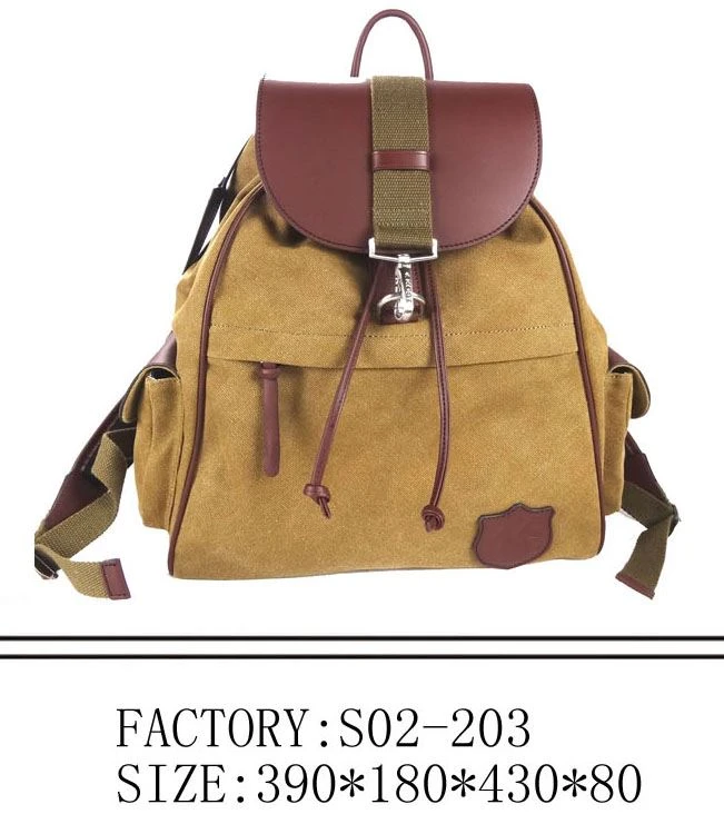 Mochila de couro de lona